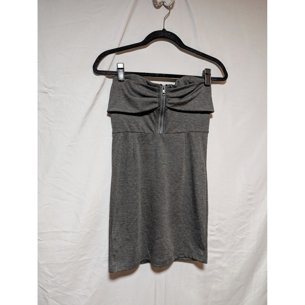 Poetry VTG Y2K Gray Strapless Tube Top Tunic Dress‎ Zip Detail Women's Medium
